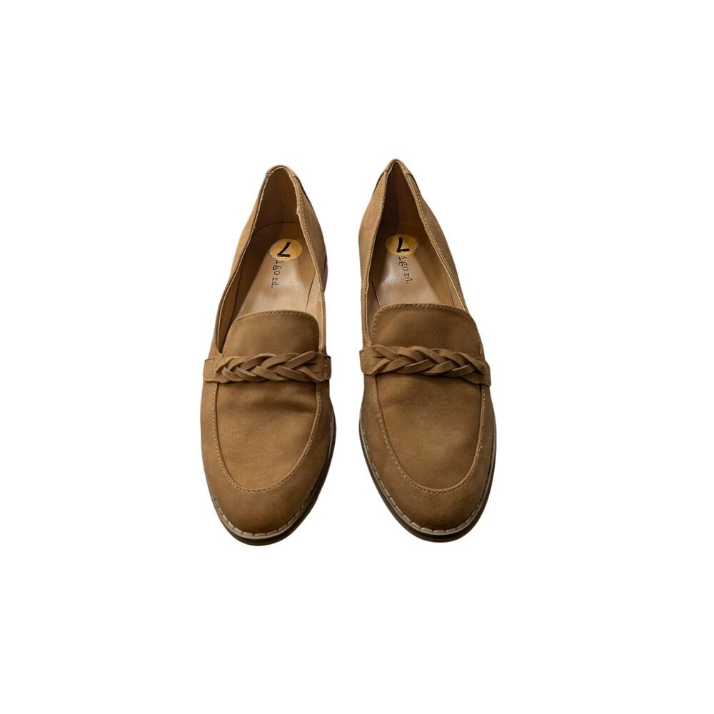 Indigo Rd Tan Suede Braided Loafers Size 7 Slip On Flats Minimalist Preppy